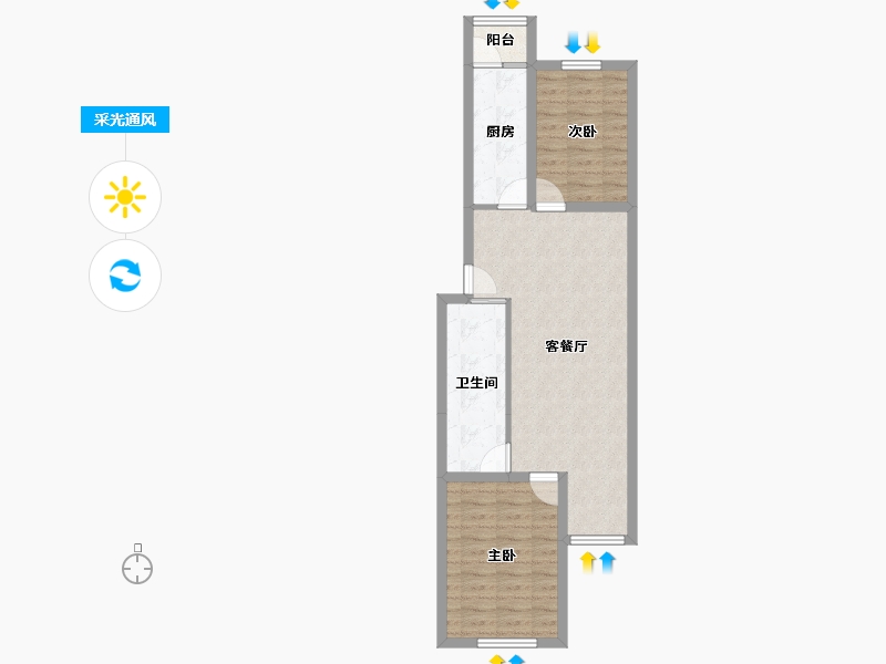 北京-北京市-龙锦苑东四区-65.64-户型库-采光通风