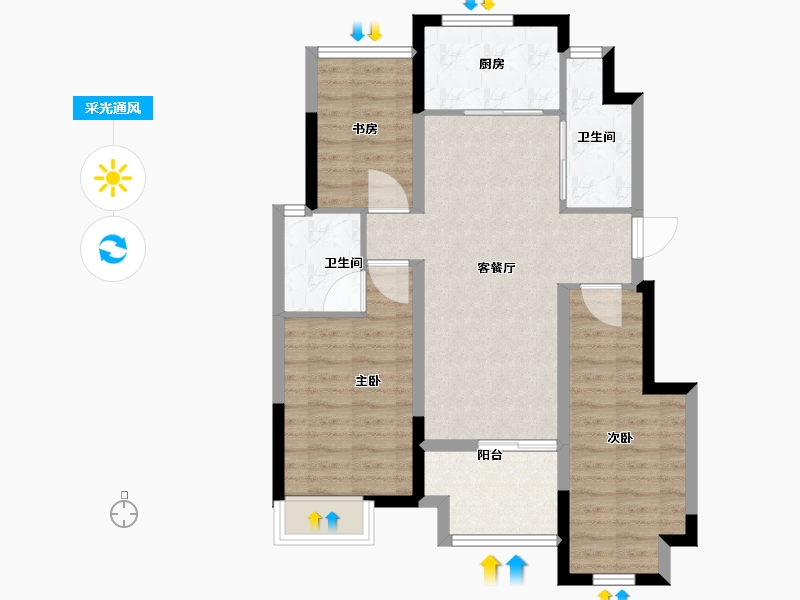 浙江省-嘉兴市-石榴清水湾-76.01-户型库-采光通风