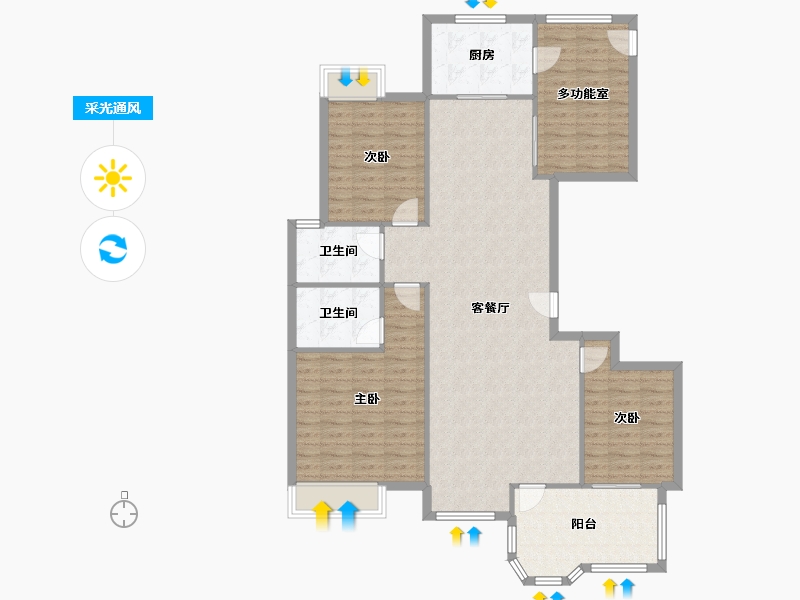 浙江省-嘉兴市-秋江花苑-128.79-户型库-采光通风