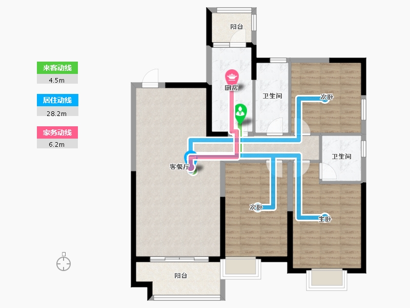 辽宁省-抚顺市-恒大华府-105.70-户型库-动静线