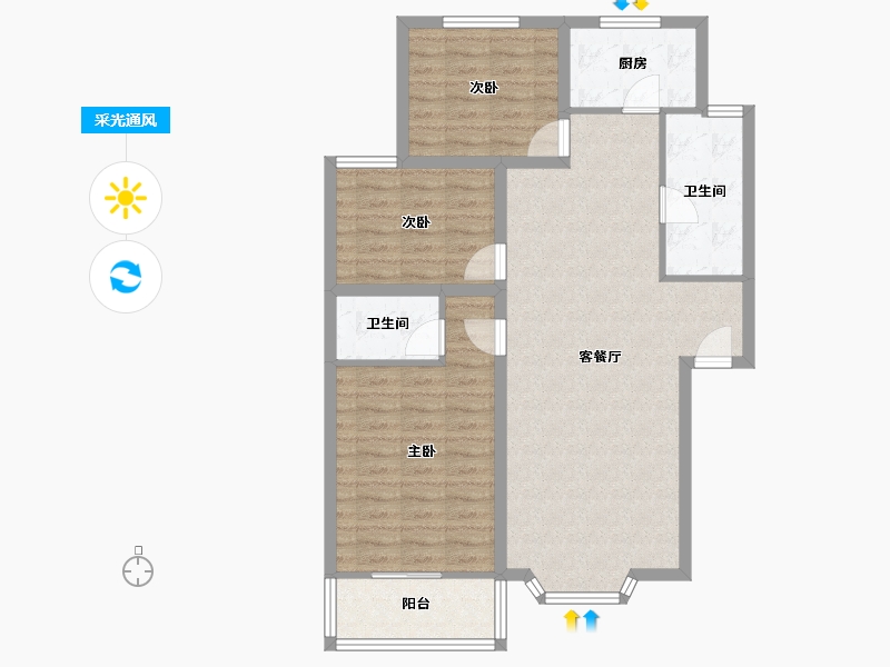 四川省-成都市-欣民苑-89.55-户型库-采光通风