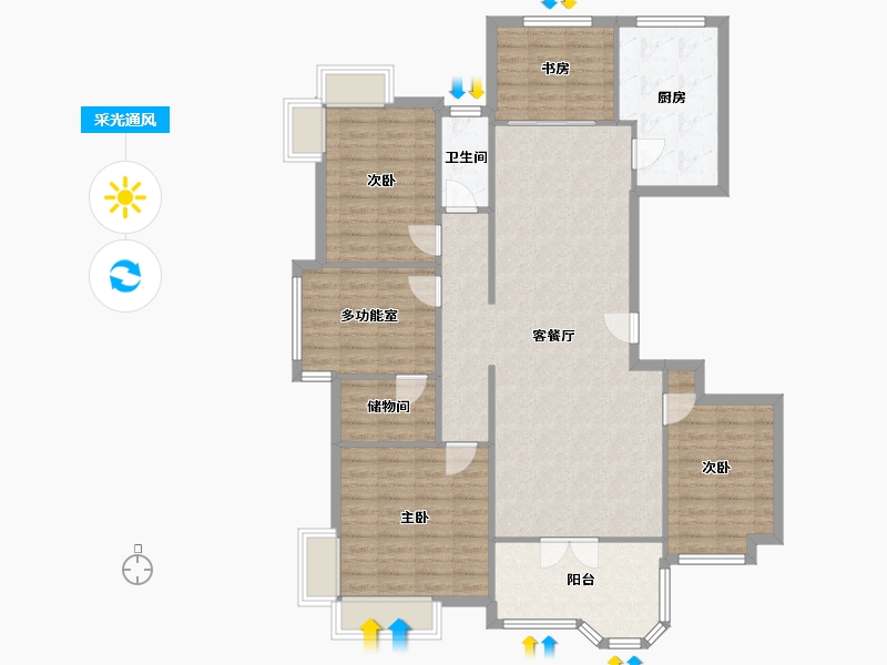 浙江省-嘉兴市-秋江花苑-126.53-户型库-采光通风