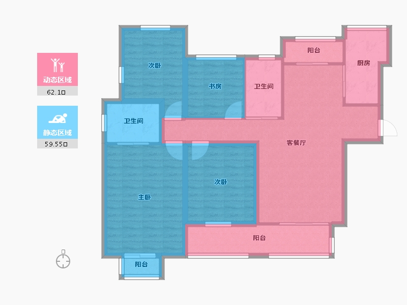 江苏省-常州市-弘阳上城-108.68-户型库-动静分区