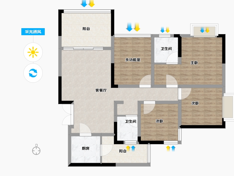 贵州省-贵阳市-中环国际-110.01-户型库-采光通风