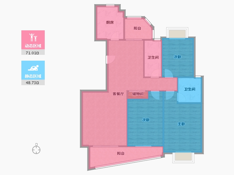 江苏省-无锡市-红山花园-109.65-户型库-动静分区