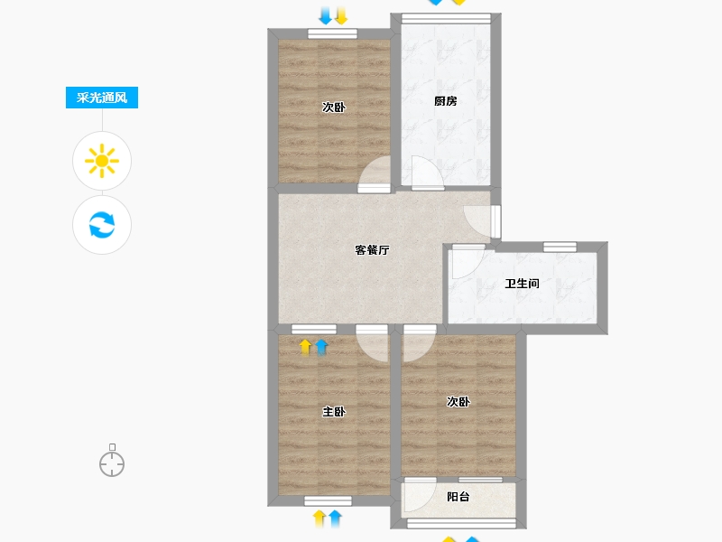 山东省-济南市-七里河小区-62.27-户型库-采光通风