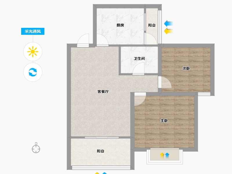 贵州省-贵阳市-德润小区-69.51-户型库-采光通风