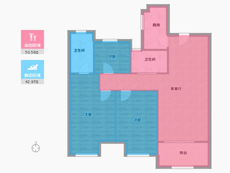 江苏省-无锡市-蓝光雍锦里-85.00-户型库-动静分区