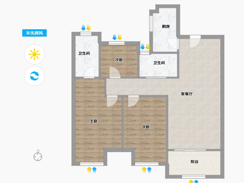 江苏省-无锡市-蓝光雍锦里-85.00-户型库-采光通风