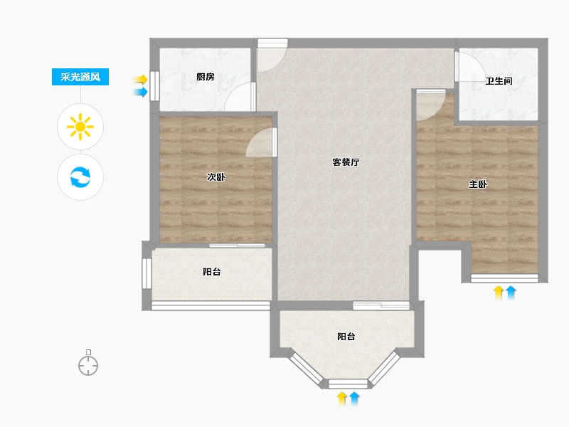 浙江省-嘉兴市-秋江花苑-68.14-户型库-采光通风