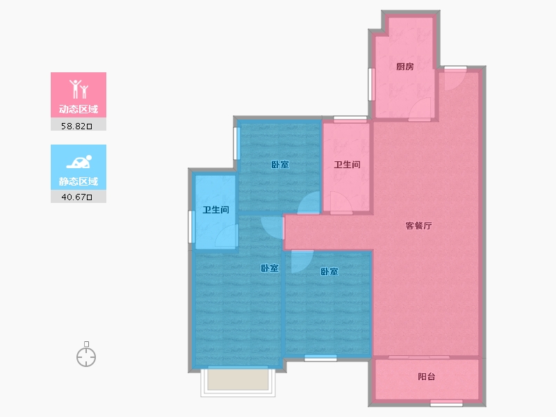 陕西省-咸阳市-金科世界城-90.77-户型库-动静分区