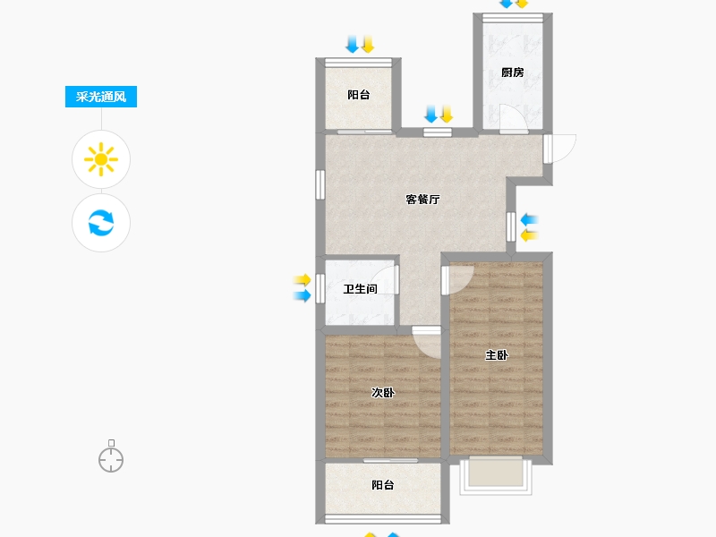 浙江省-嘉兴市-嘉华春晓-61.20-户型库-采光通风