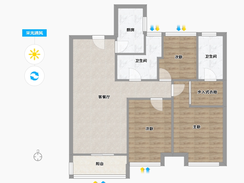 江苏省-无锡市-蓝光雍锦里-79.97-户型库-采光通风