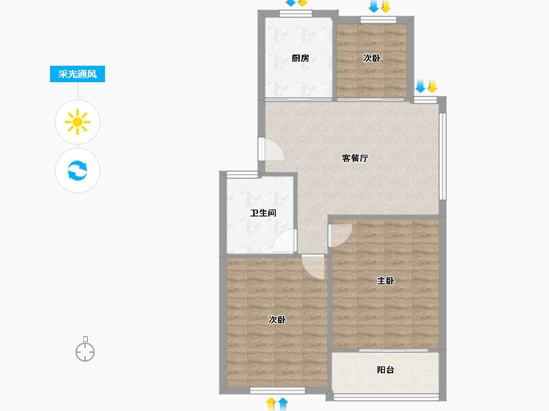 江苏省-无锡市-新桥花园-82.99-户型库-采光通风