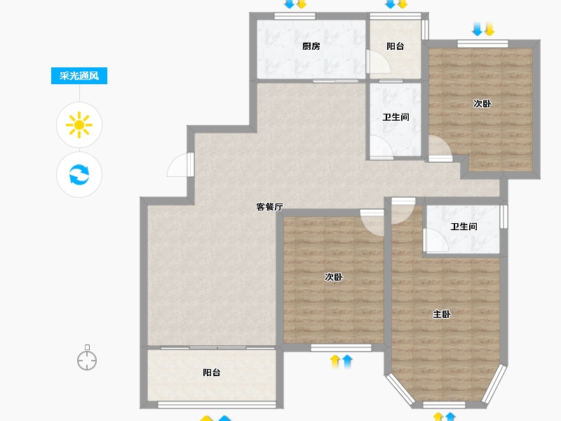 浙江省-嘉兴市-锦绣庄园-116.34-户型库-采光通风