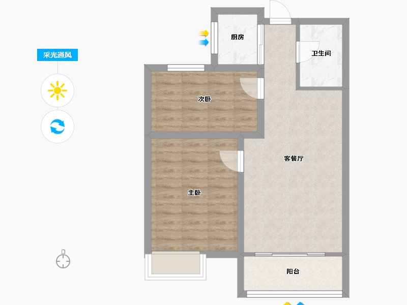 浙江省-嘉兴市-百合春天-57.91-户型库-采光通风