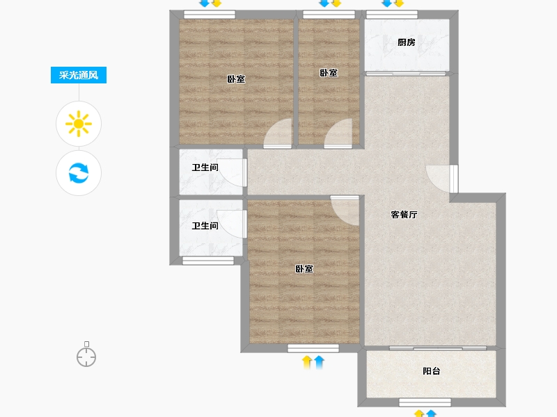 福建省-厦门市-沧一小区-72.67-户型库-采光通风