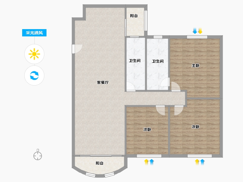 江苏省-无锡市-宝城花园-122.99-户型库-采光通风