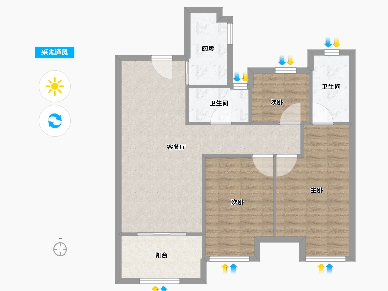 江苏省-无锡市-蓝光雍锦里-86.00-户型库-采光通风