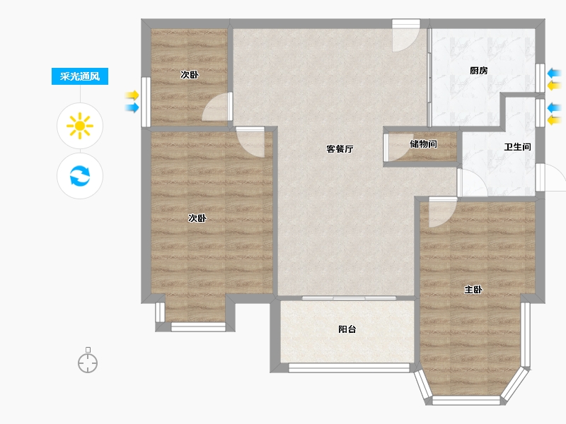 浙江省-嘉兴市-秋江花苑-78.00-户型库-采光通风