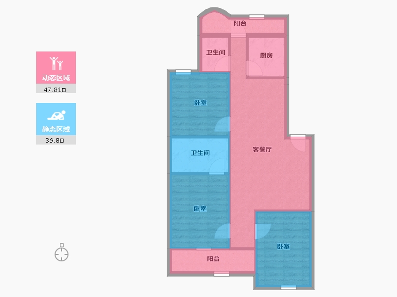 福建省-厦门市-金鸡亭花园小区-78.70-户型库-动静分区