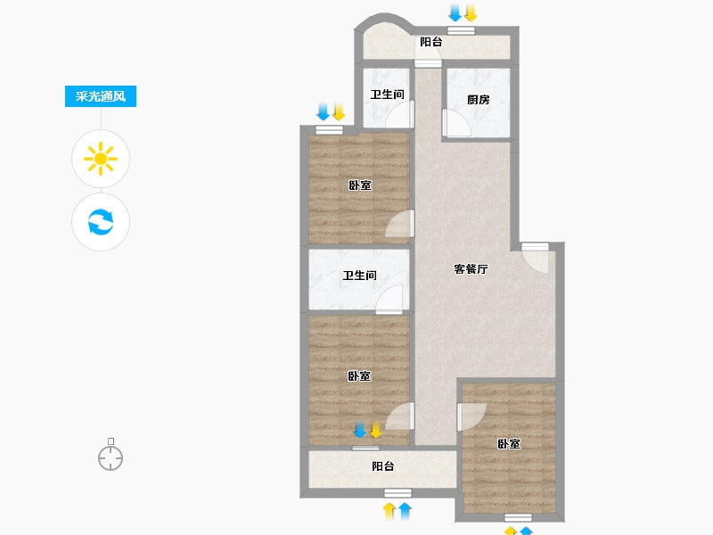 福建省-厦门市-金鸡亭花园小区-78.70-户型库-采光通风