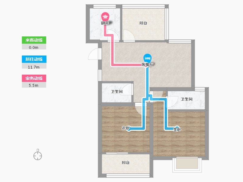 浙江省-嘉兴市-百合春天-62.67-户型库-动静线