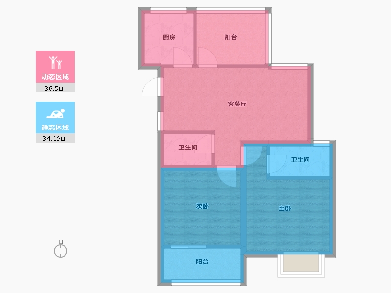 浙江省-嘉兴市-百合春天-62.67-户型库-动静分区