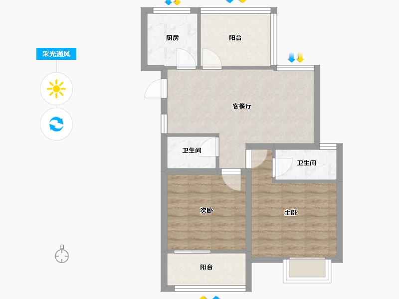 浙江省-嘉兴市-百合春天-62.67-户型库-采光通风