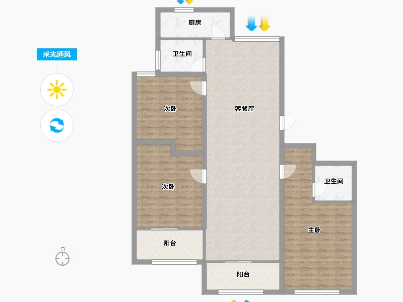 浙江省-嘉兴市-嘉华春晓-127.09-户型库-采光通风