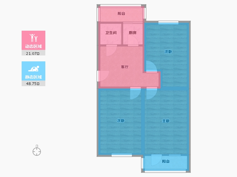 北京-北京市-展春园小区-61.46-户型库-动静分区