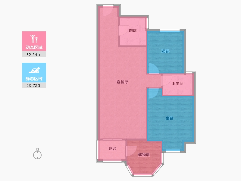 浙江省-嘉兴市-秋江花苑-69.13-户型库-动静分区