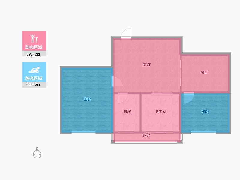 江苏省-无锡市-清扬新村-76.83-户型库-动静分区