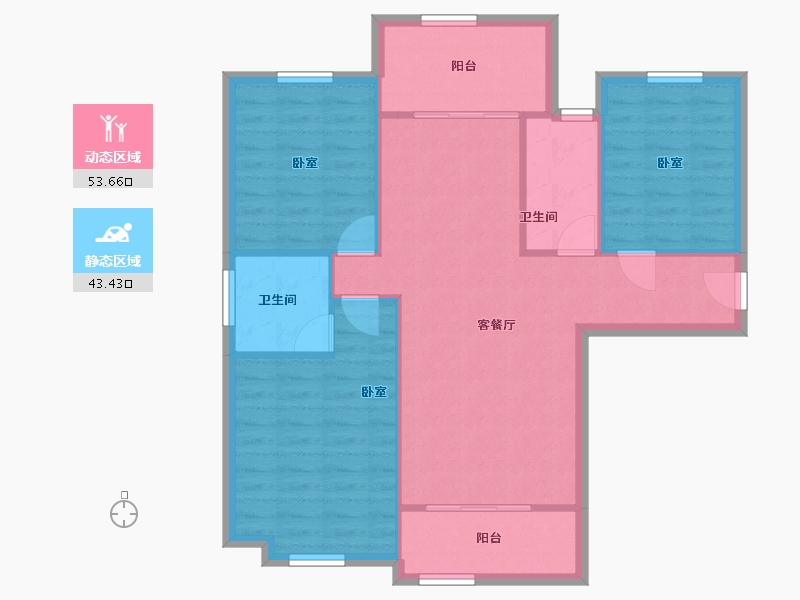 陕西省-咸阳市-金科世界城-88.67-户型库-动静分区