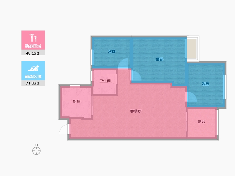 浙江省-嘉兴市-百合春天-71.44-户型库-动静分区