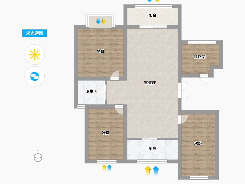 江苏省-宿迁市-人和小区-78.00-户型库-采光通风