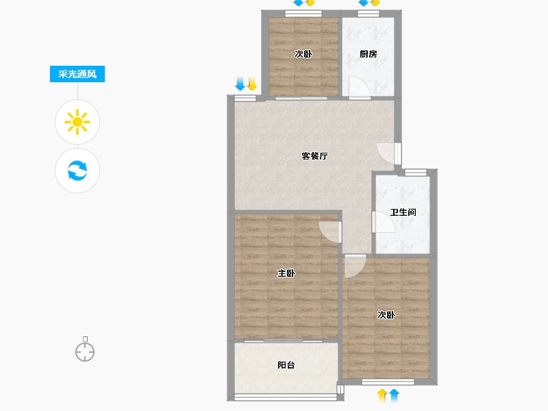 江苏省-无锡市-新桥花园-81.25-户型库-采光通风