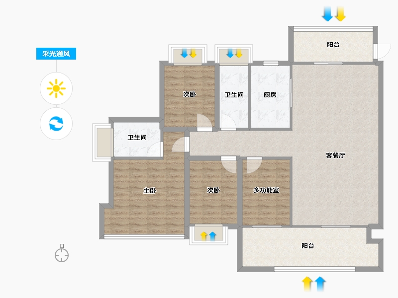 广东省-佛山市-云山峰境花园-124.15-户型库-采光通风