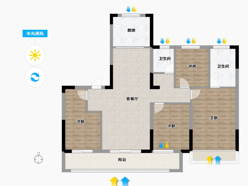 浙江省-嘉兴市-璞悦湖畔-110.00-户型库-采光通风