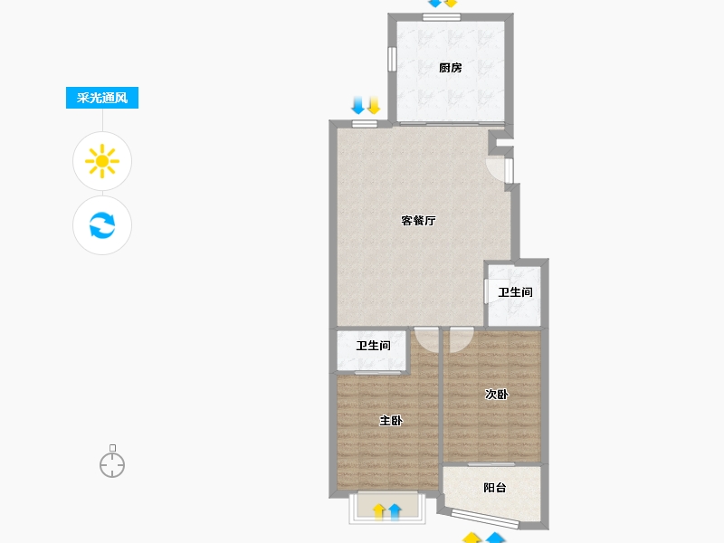 江苏省-无锡市-宝城花园-86.00-户型库-采光通风