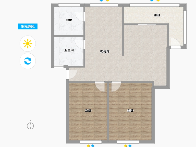 内蒙古自治区-包头市-科技苑社区-91.48-户型库-采光通风