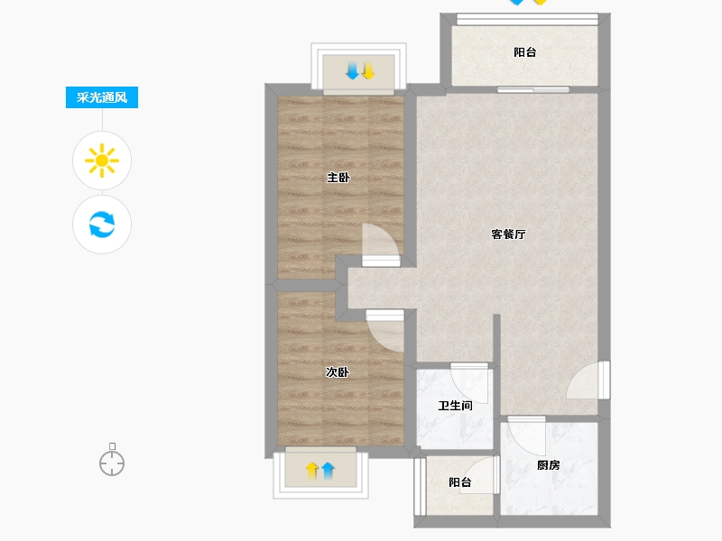 四川省-成都市-东方新城（二期）-55.36-户型库-采光通风