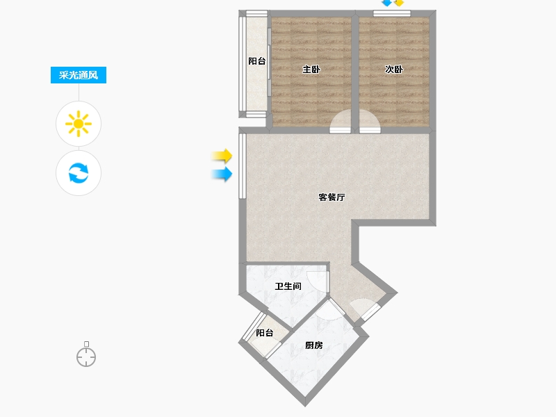 北京-北京市-垡头翠成馨园-69.18-户型库-采光通风