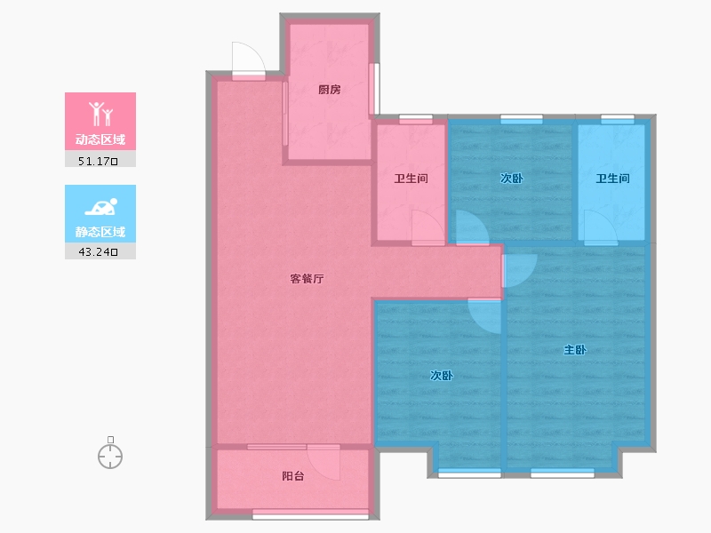 湖北省-武汉市-金地悦江时代骊湾-86.00-户型库-动静分区