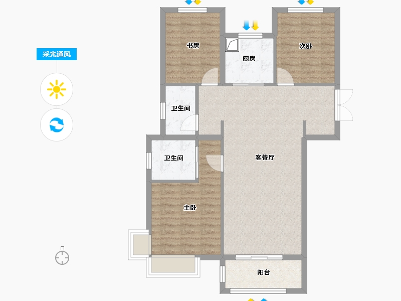 河北省-邢台市-天一府小区-94.40-户型库-采光通风