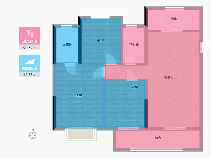 湖南省-岳阳市-巴陵正荣府-91.00-户型库-动静分区