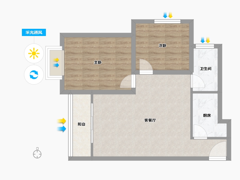 陕西省-西安市-庆华长安家园-60.85-户型库-采光通风