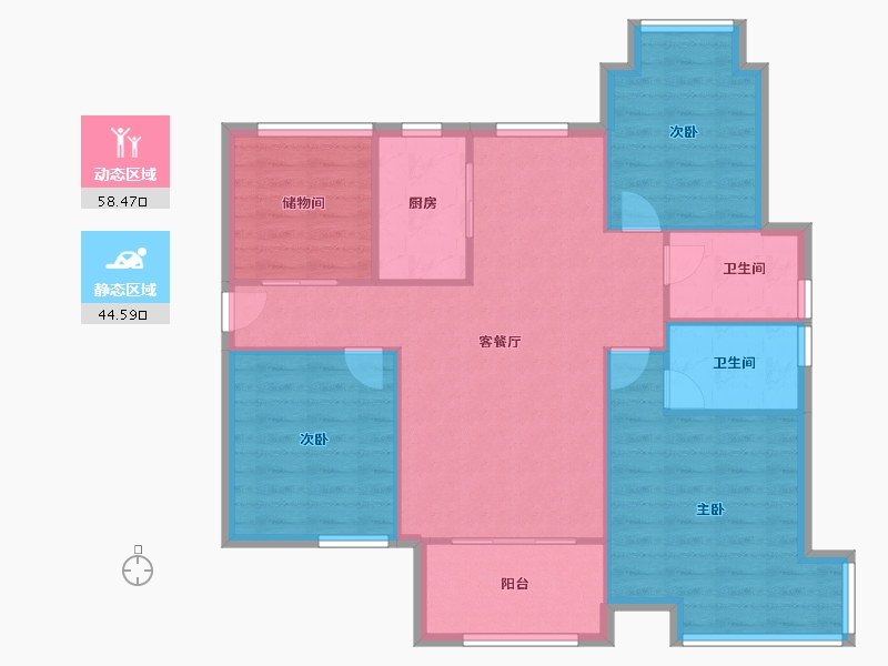 浙江省-嘉兴市-秋江花苑-94.00-户型库-动静分区