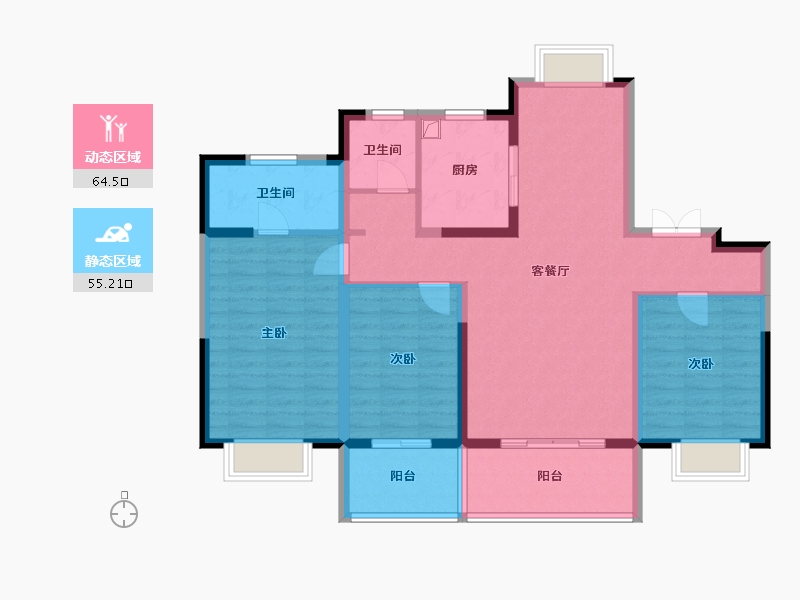 江苏省-盐城市-悦达香溪水岸-107.00-户型库-动静分区