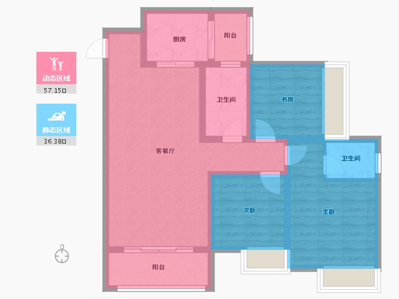 贵州省-铜仁市-天都锦绣天地-2期-88.35-户型库-动静分区